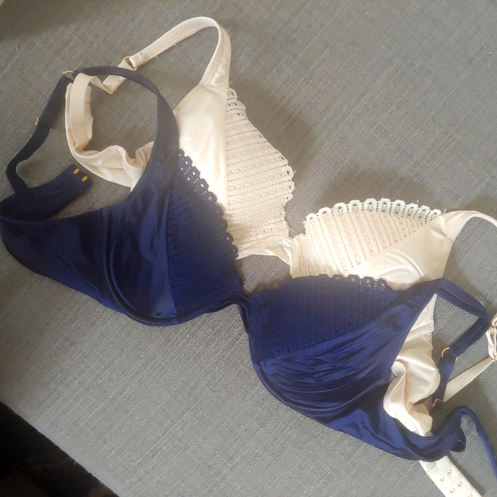 THIRDLOVE matte & shine eyelet plunge bras 36C